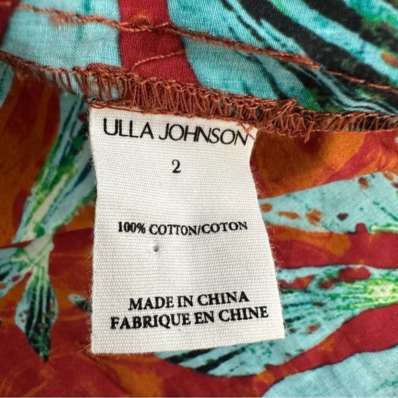 Ulla Johnson Cecile Midi Dress Tropical in Moon Flower Print size 2 puff sleeve - Picture 12 of 16